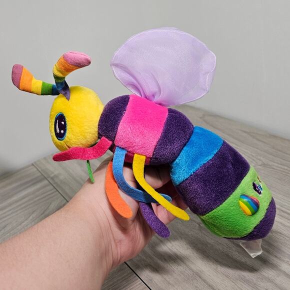 Vintage Lisa Frank Buzz Bee Beanie Baby Small Plush 8" Rainbow Fun Kawaii - Picture 3 of 7